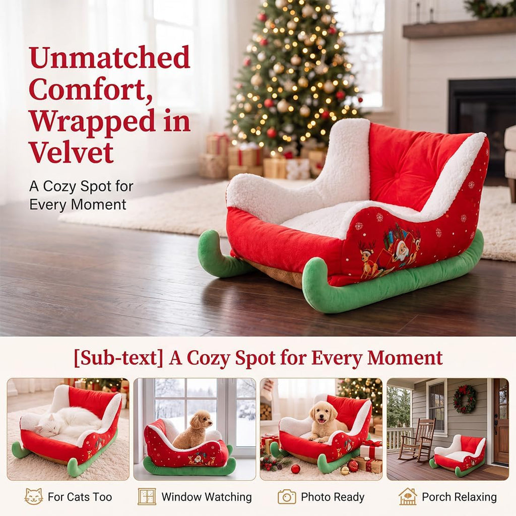 Christmas Santa sleigh pet bed