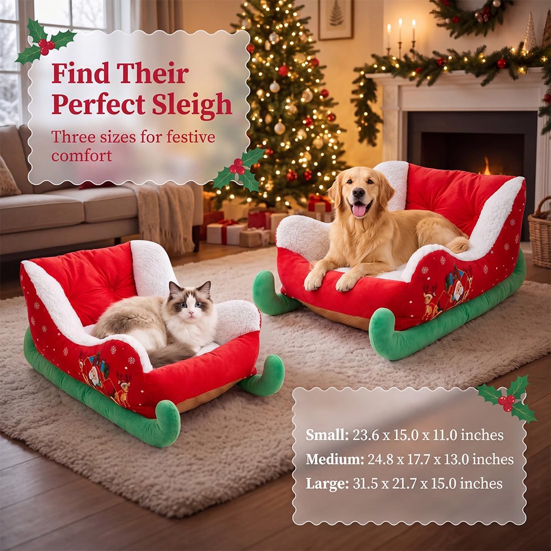 Christmas Santa sleigh pet bed