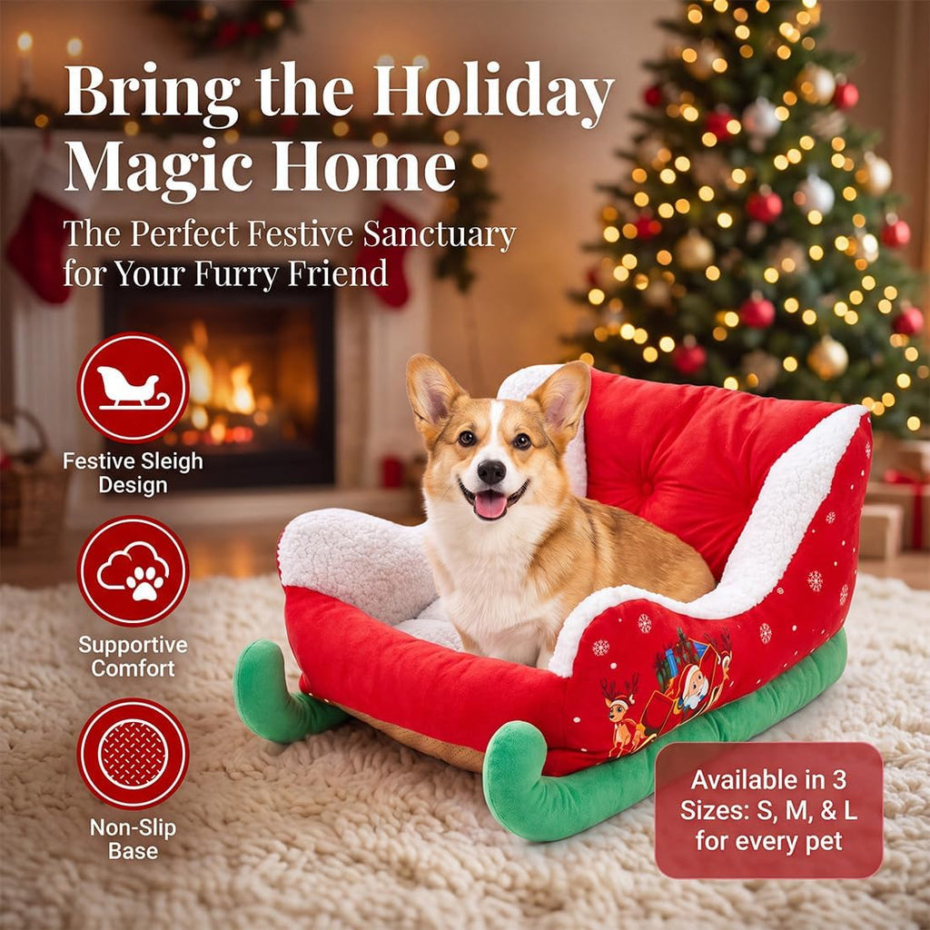 Christmas Santa sleigh pet bed