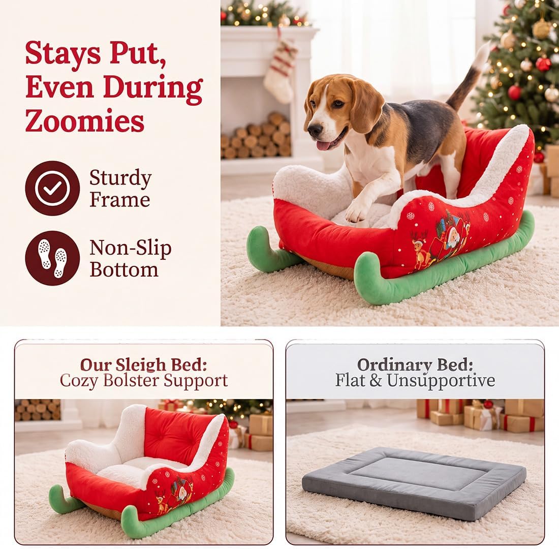 Christmas Santa sleigh pet bed