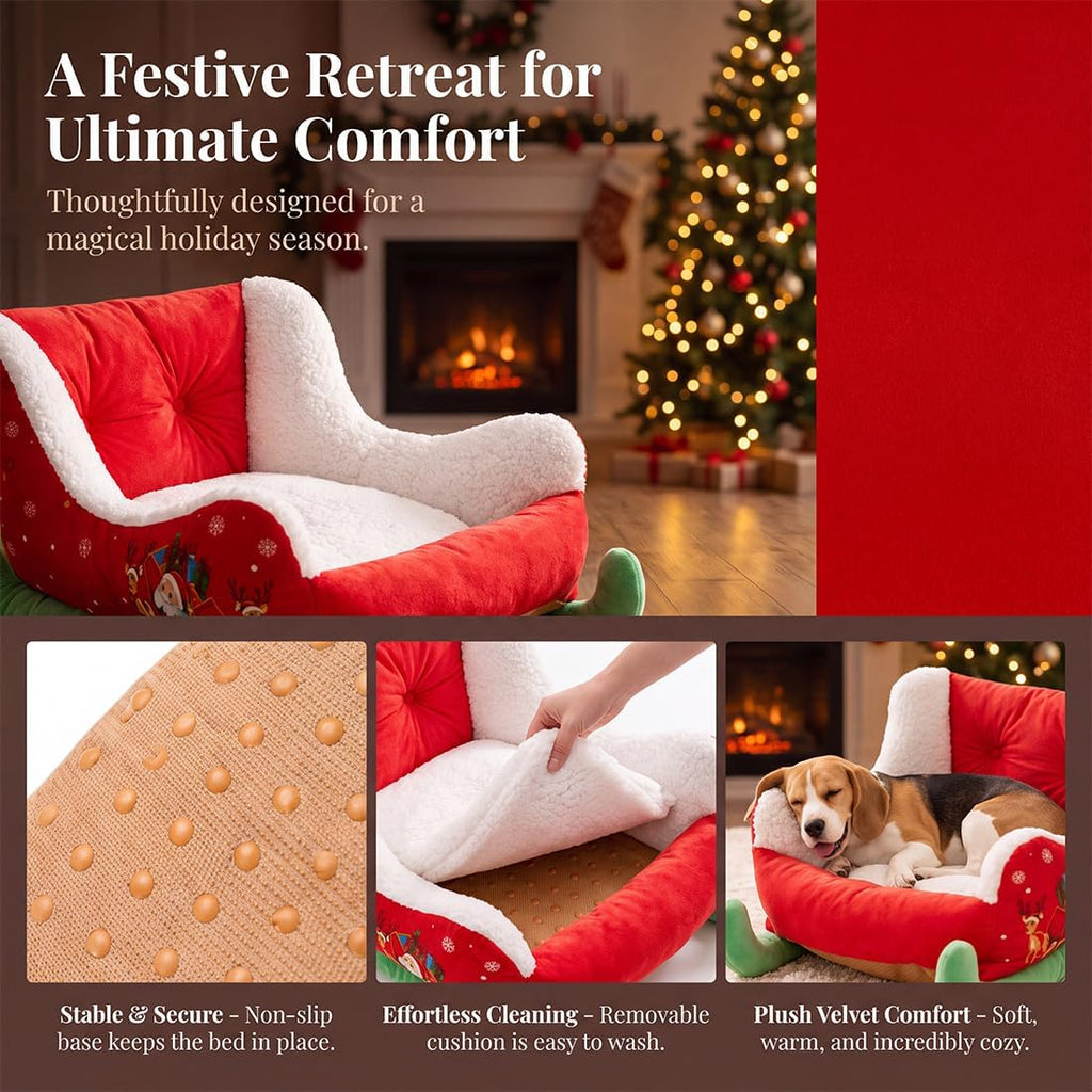Christmas Santa sleigh pet bed