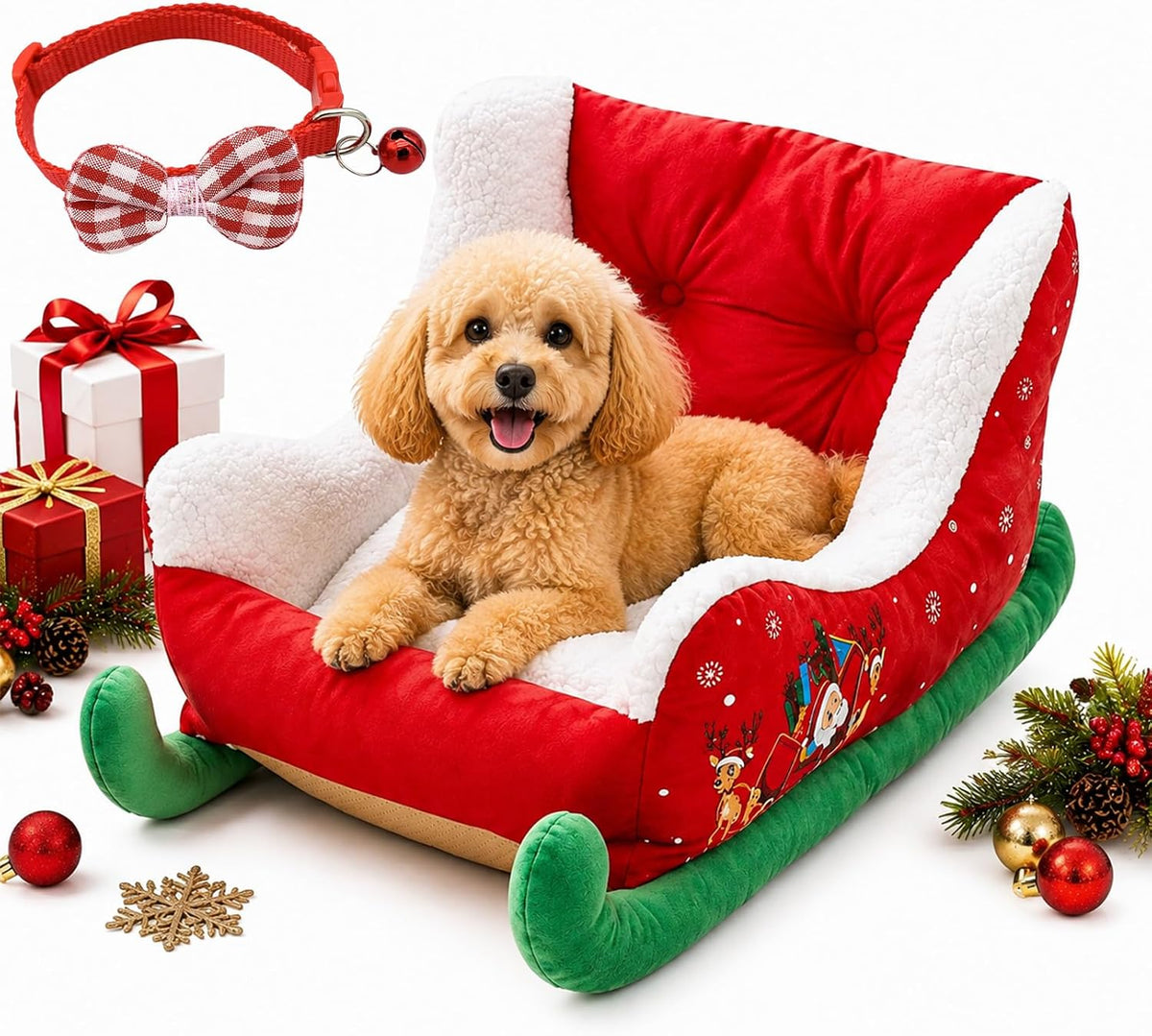 Christmas Santa sleigh pet bed